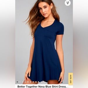 Lulus Better Together Navy Blue V-neck Shirt Dress